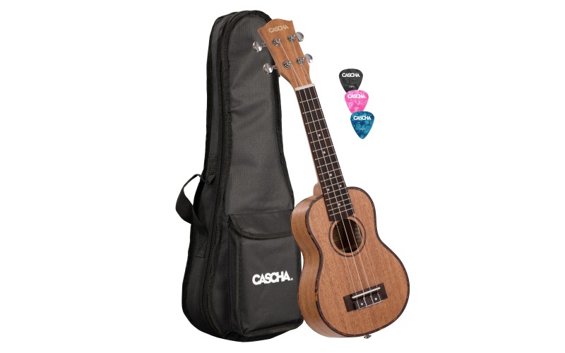 Cascha HH-2026 Mahogany Series Укулеле сопрано, с чехлом, цвет натуральный