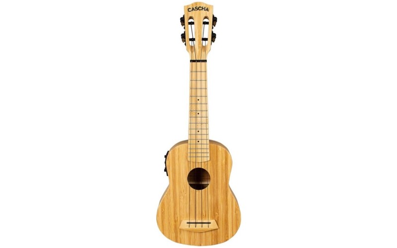 Cascha HH-2312E Bamboo Series Укулеле сопрано со звукоснимателем, с чехлом, цвет натуральный