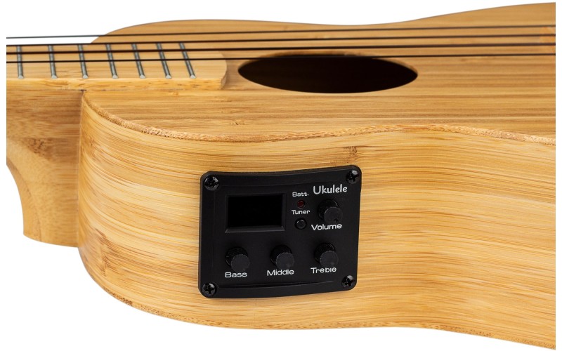 Cascha HH-2312E Bamboo Series Укулеле сопрано со звукоснимателем, с чехлом, цвет натуральный
