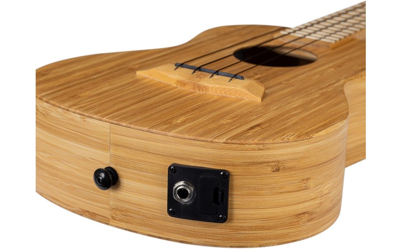Cascha HH-2312E Bamboo Series Укулеле сопрано со звукоснимателем, с чехлом, цвет натуральный