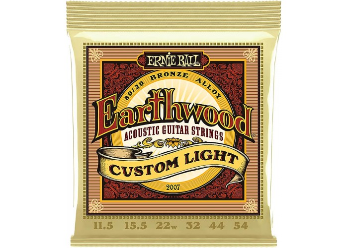 ERNIE BALL 2007 Earthwood 80/20 Bronze Custom Light 11.5-54 - Струны для акустической гитары