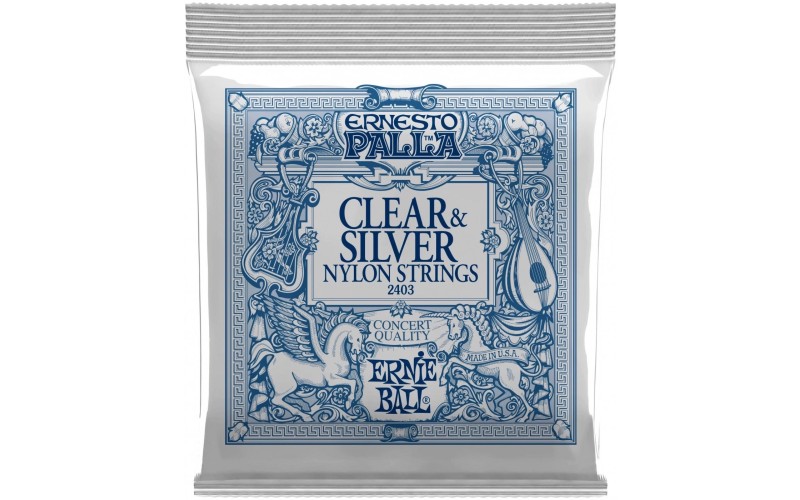 Ernie Ball 2403 струны для классической гитары, Ernesto Palla, чистый нейлон, посеребренная оплетка