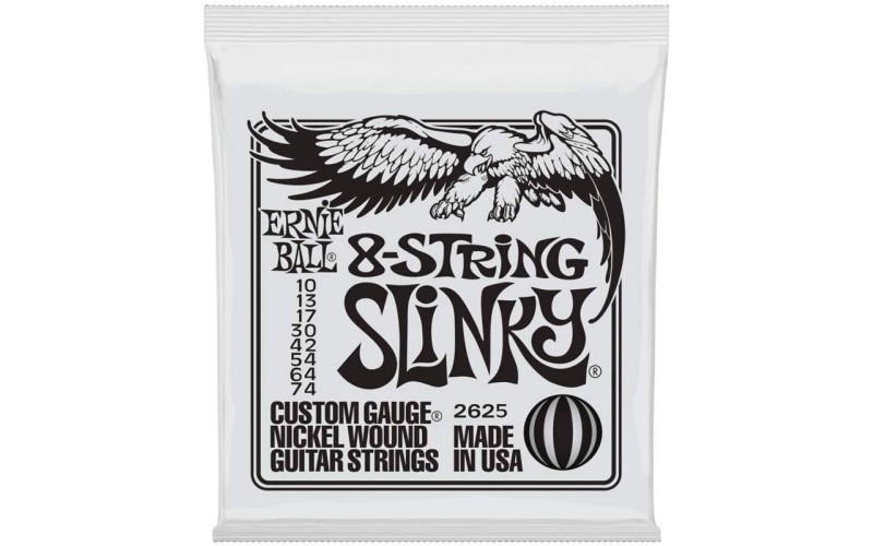 Ernie Ball 2625 струны для 8 струнной электрогитары Nickel Wound Slinky 8 (10-13-17-30-42-54-64-74)