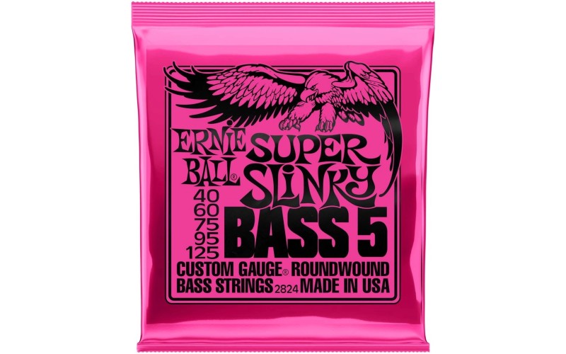 Ernie Ball 2824 струны для 5-струнной бас-гитары Nickel Wound Bass Super Slinky 5 (40-60-75-95-125)