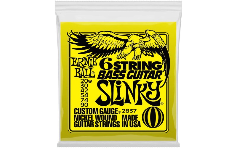 Ernie Ball 2837 струны для 6-струнной бас-гитары Nickel Bass SS Slinky 6 (20w-30-42-54-4-90)