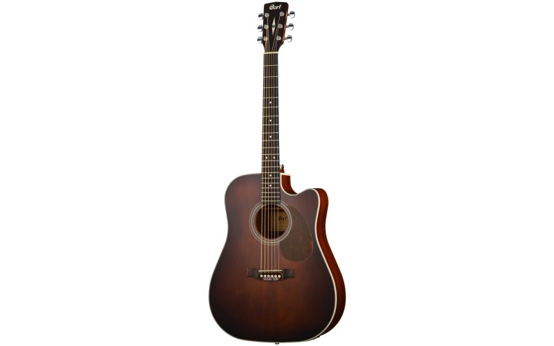 Cort MR500E BR WBAG MR Series Электроакустическая гитара, с вырезом, коричневая, чехол
