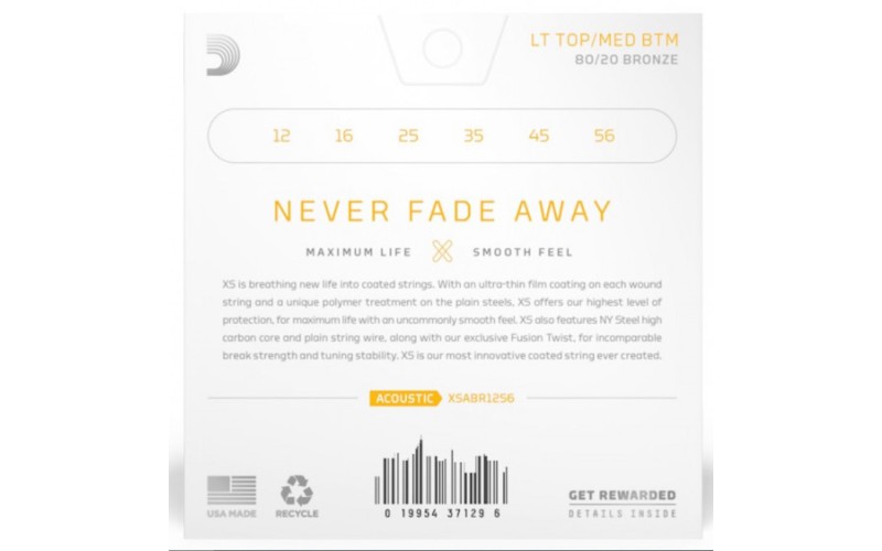 Комплект струн для акустической гитары D'Addario XSABR1256 XS