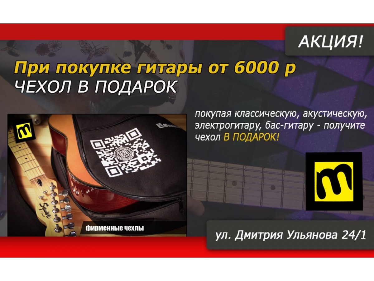 АКЦИЯ! При покупке гитары - фирменный чехол в подарок!