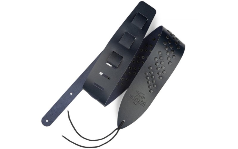 1221 1221-75-5-BLU Ремень для гитары, кожаный, широкий, темно-синий