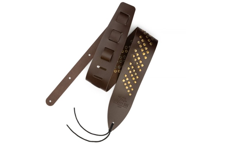 1221 1221-75-5-BRN Ремень для гитары, кожаный, широкий, коричневый