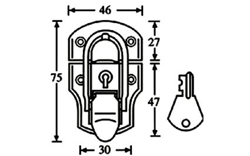 ADAM HALL 1903 - замок с ключом, 75 x 46 мм