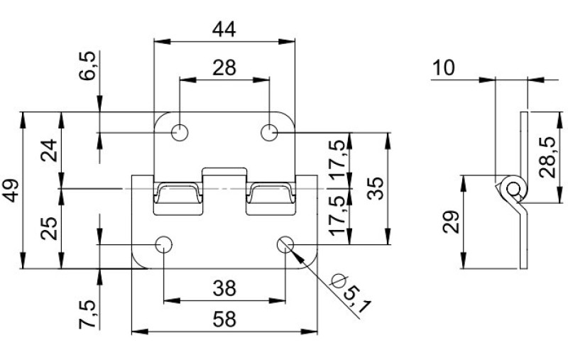 ADAM HALL 2251 - петля, 49х58 мм