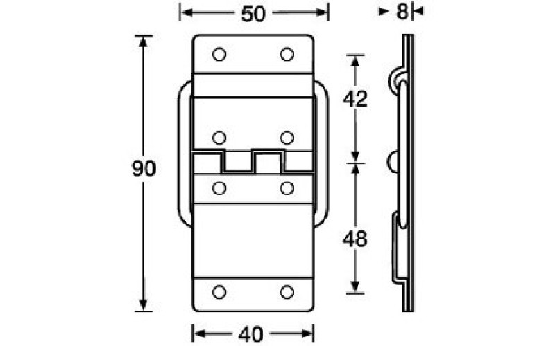 ADAM HALL 2524 - петля с ограничителем, 40х90 мм
