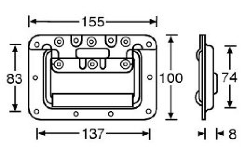 ADAM HALL 34082 - ручка для кейса, металл, 155х100 мм