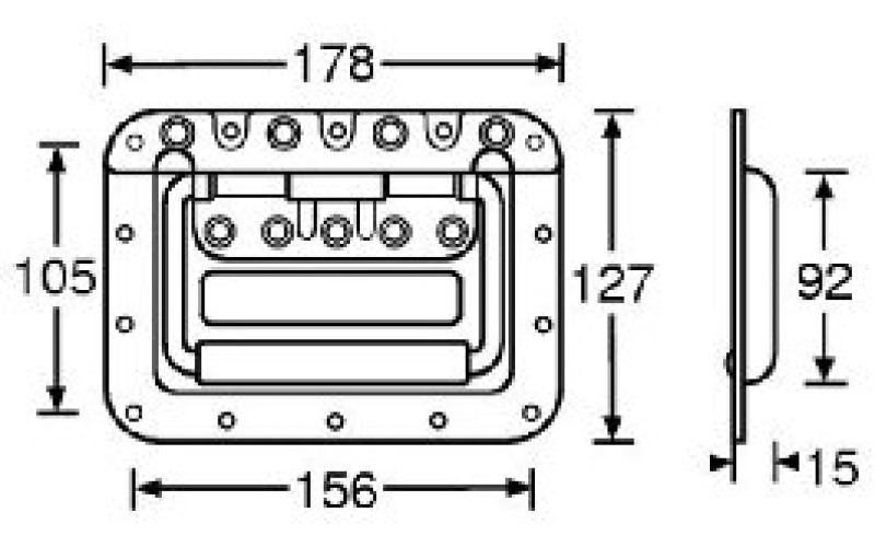 ADAM HALL 34085 - ручка для кейса, металл, 178х127 мм