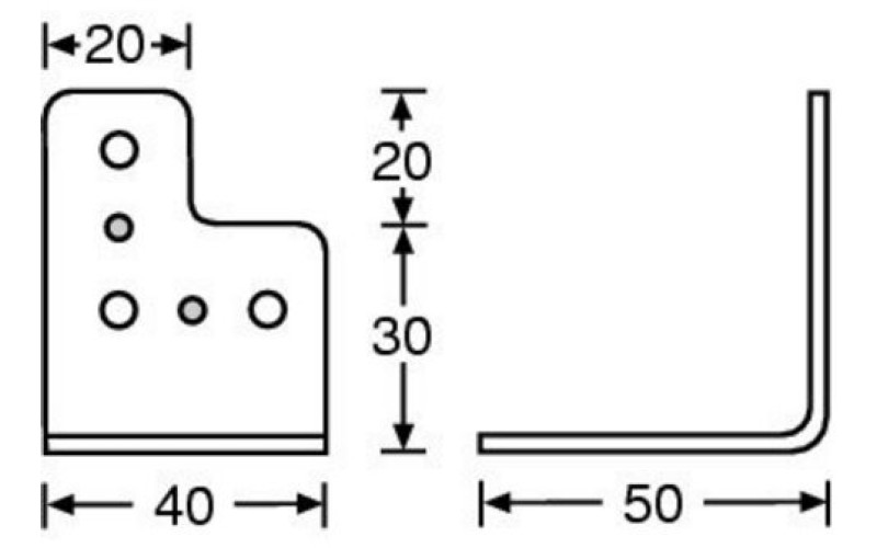 ADAM HALL 4044 - скоба угловая металлическая T-образная, 40х50 мм