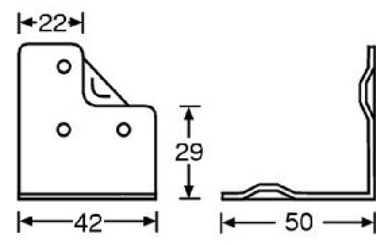ADAM HALL 4053 - скоба угловая металлическая, 42х50 мм