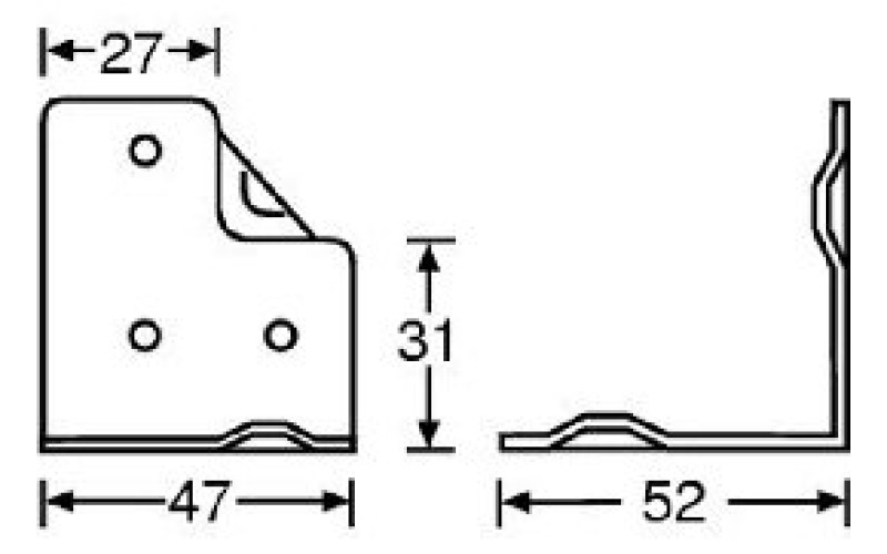 ADAM HALL 4054 - скоба угловая металлическая, 47х52 мм