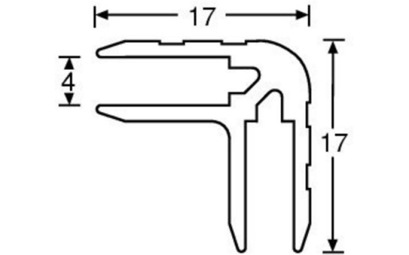 ADAM HALL 6136 - профиль угловой алюминиевый 17х17 мм (паз 4 мм), длина 4 м (цена за 1 м)