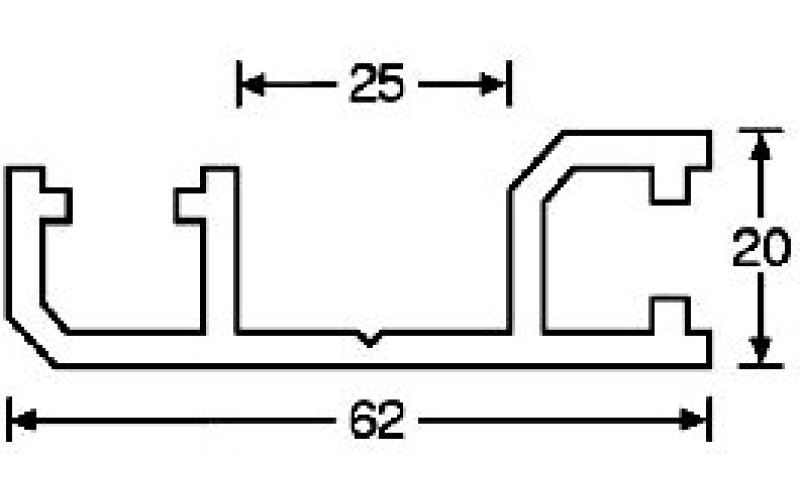 ADAM HALL 6165 - профиль двойной, алюминиевый, 3 мм. Длина 4 м (цена за 1 м)