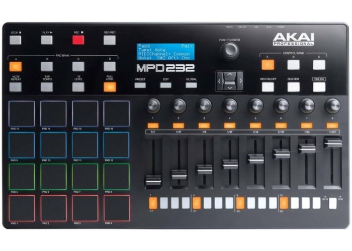 AKAI PRO MPD232 - MIDI/USB-контроллер, 16 пэдов, 8 фейдеров, 8 ручек