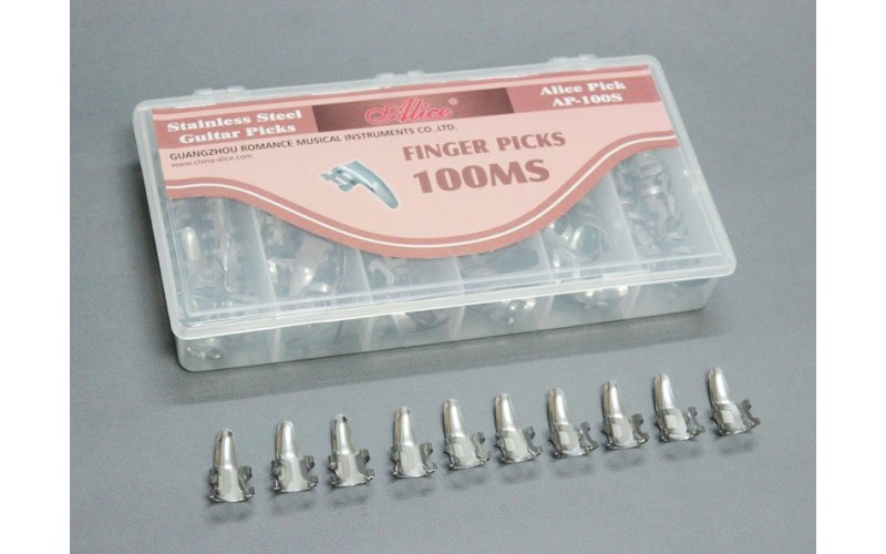 Alice AP-100MS Коробка медиаторов на палец, сталь, 100шт