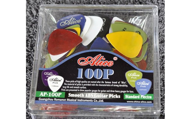 ALICE AP-100P - медиаторы из гладкого пластика ABS, 100 шт/уп.