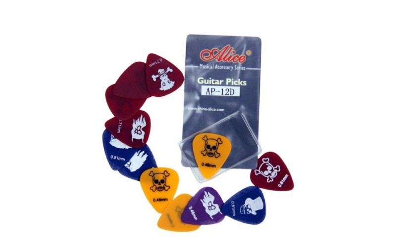 ALICE AP-12D - медиаторы целлулоид матовые, 0,46-0,81 12 шт