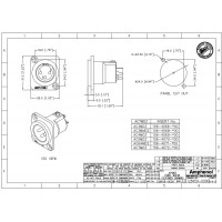 Amphenol AC3MDZ - Разъем XLR панельный папа , 3 контакта, штекер