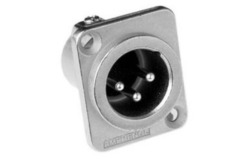 Amphenol AC3MMDZ - Разъем XLR панельный папа, 3 контакта, штекер, фланец D-типа