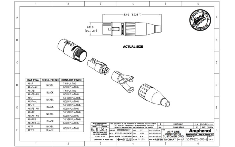 Amphenol AC5F - Разъем XLR кабельный мама, 5 контактов, гнездо