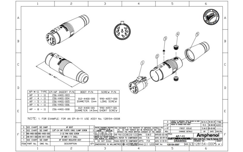 AMPHENOL AP-4-11 - разъем кабельный  4 контакта, 