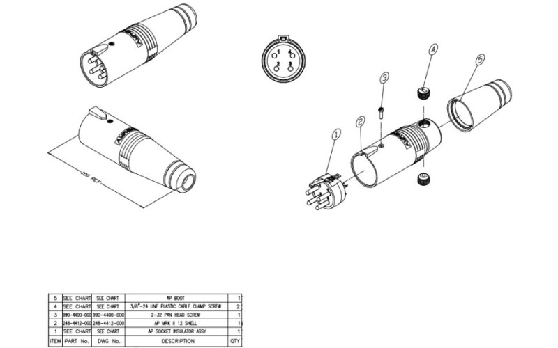 AMPHENOL AP-4-12 - разъем кабельный  4 контакта, 