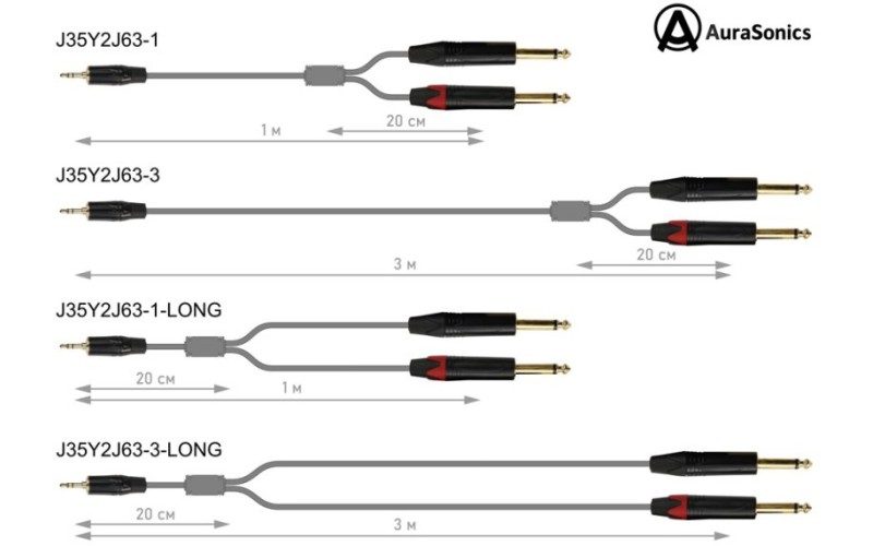 AuraSonics J35Y2J63-1-LONG Y-кабель jack