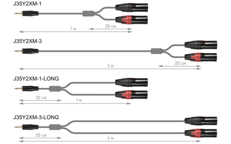 AuraSonics J35Y2XM-3-LONG Y-кабель jack
