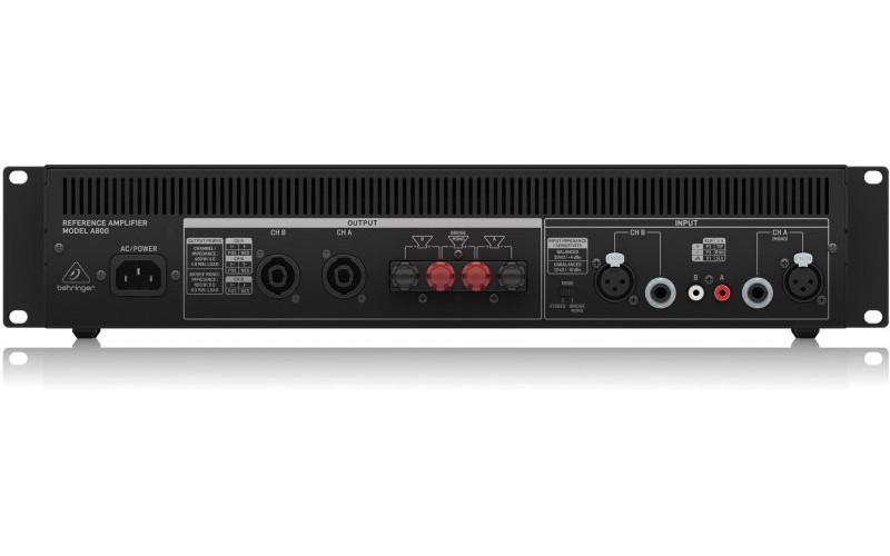 BEHRINGER A800 - двухканальный, ультралинейный усилитель мощности