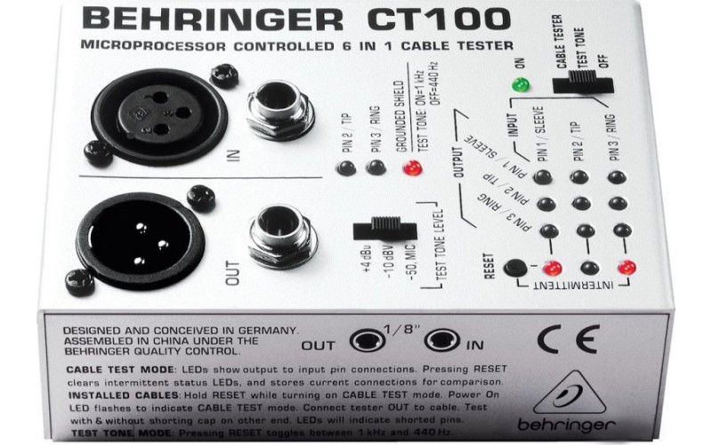 BEHRINGER CT100 - профессиональный микропроцессорный кабель-тестер
