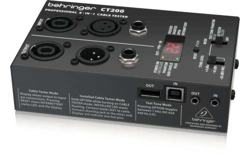 BEHRINGER CT200 - кабель-тестер, разъёмы  XLR, Speakon, TRS (1/4