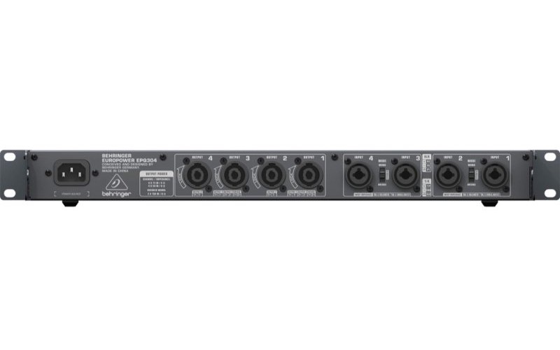 Behringer EPQ304- усилитель,стерео,суперлёгкий, 4 х 75 Вт/4 Ом, 4 х 50 Вт/8 Ом, мост 150 Вт/8 Ом