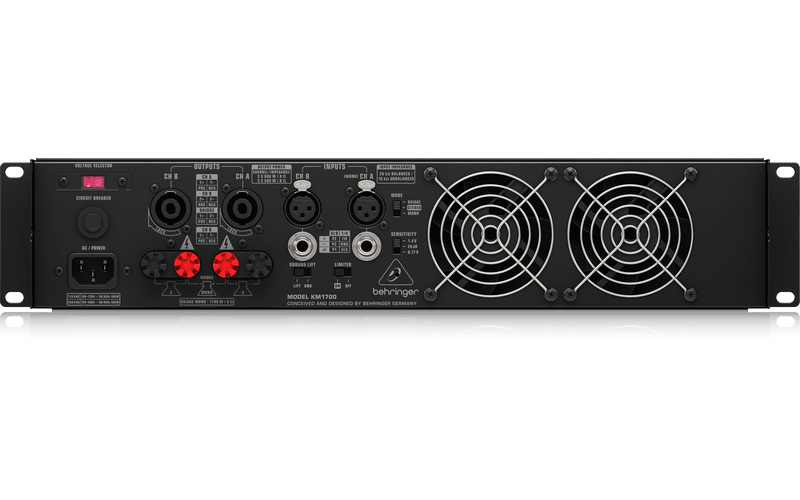 Behringer KM1700 - усилитель мощности, 2х500 Вт/8 Ом, 2х800 Вт/4 Ом, 1700 Вт/8 Ом (мост)