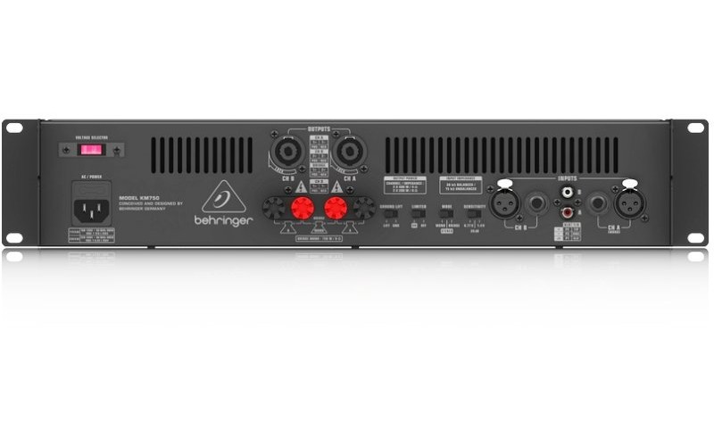 Behringer KM750 - усилитель мощности, 2х200 Вт/8 Ом, 2х400 Вт/4 Ом, 750 Вт/8 Ом (мост)