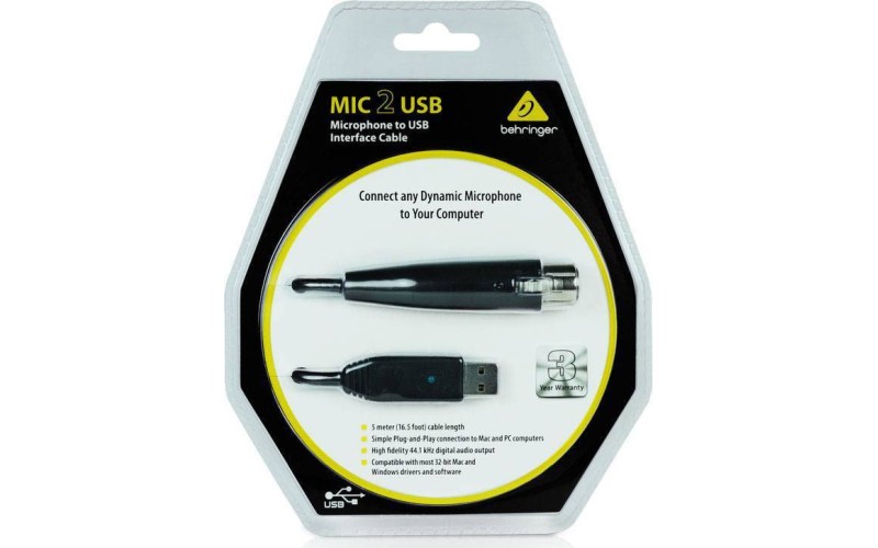 Behringer MIC 2 USB звуковой USB-интерфейс в виде кабеля 5 м