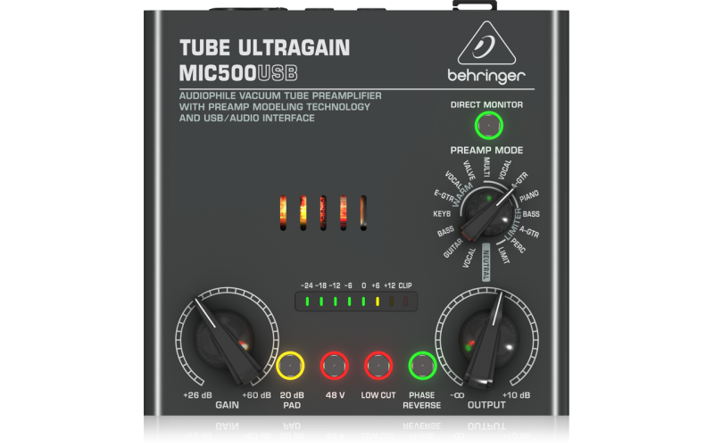 BEHRINGER MIC500USB USB-аудиоинтерфейс с ламповым предусилителем