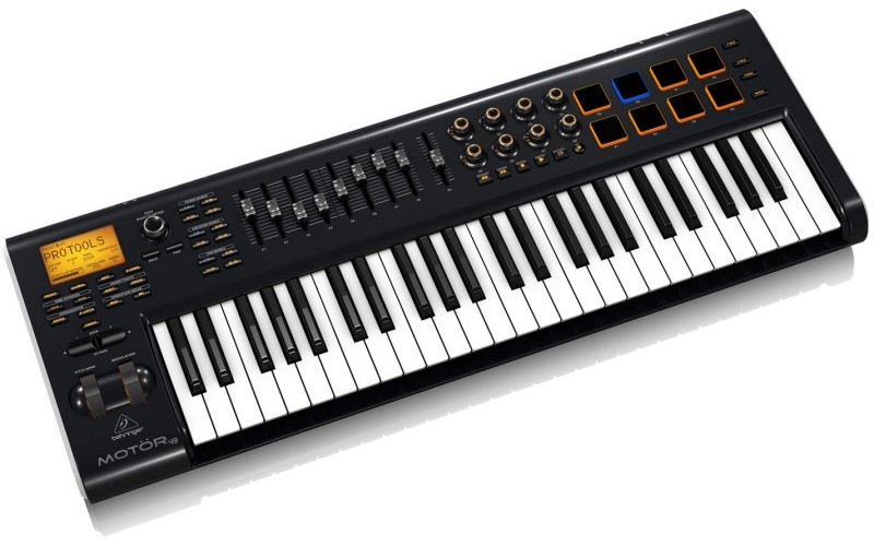 Behringer MOTOR 49 - USB/MIDI клавиатура, 49 клавиш, 9 моторизированных 60 мм фейдеров, 8 пэдов