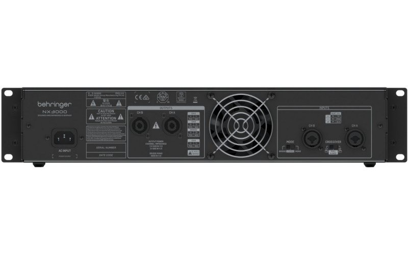 BEHRINGER NX3000 - ультра компактный усилитель, 2 x 1500 Вт/2 Oм, 2 x 900Вт/4 Oм