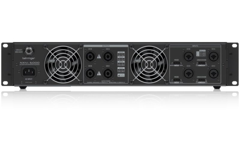 BEHRINGER NX4-6000 - усилитель мощности четырехканальный, 4 x 1600Вт 2Ом, 860Вт 4Ом , 440Вт 8Ом,