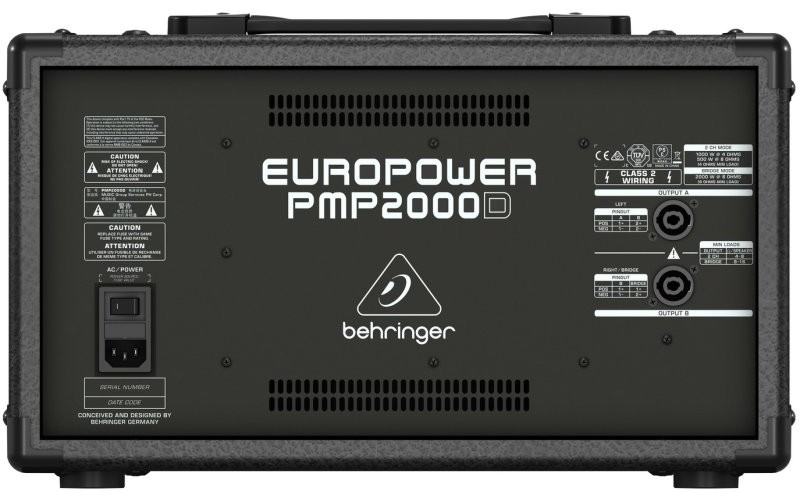 Behringer PMP2000D - микшер-усилит, 2x500 Вт на 8 Ом (2 x 1000 Вт на 4 Ом),14 каналов