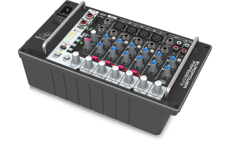 Behringer PMP500MP3 - микшер с усилителем, MP3-плеер, 500Вт 4 Ом, 8 каналов (4 мик./лин., 2 стерео