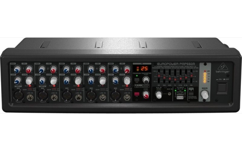 Behringer PMP550M - микшер с усилителем, 500Вт, 5 каналов, 7 полосный графический эквалайзер
