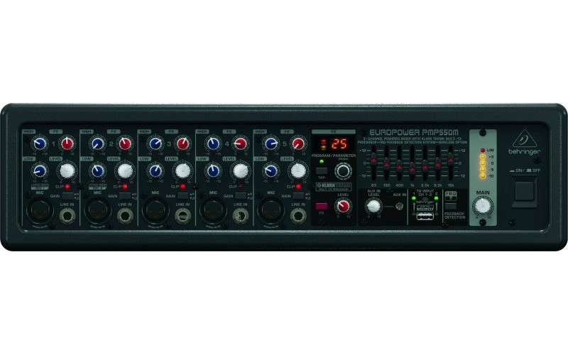 Behringer PMP550M - микшер с усилителем, 500Вт, 5 каналов, 7 полосный графический эквалайзер